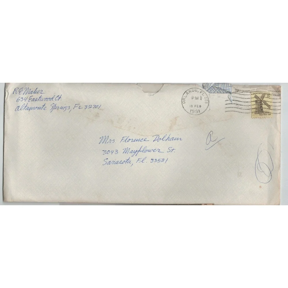 Lot of 13 Vintage Mailed Envelopes Covers 1950s-1980s Sarasota Florida Postmarks